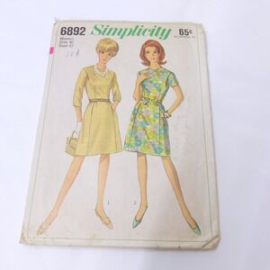 Simplicity Sewing Pattern Dress Vintage‎ 6892 Women's Dress / # 6892